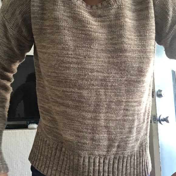Beige knit sweater, Heather sweater, crewneck sweater, high low sweater - Picture 8 of 11